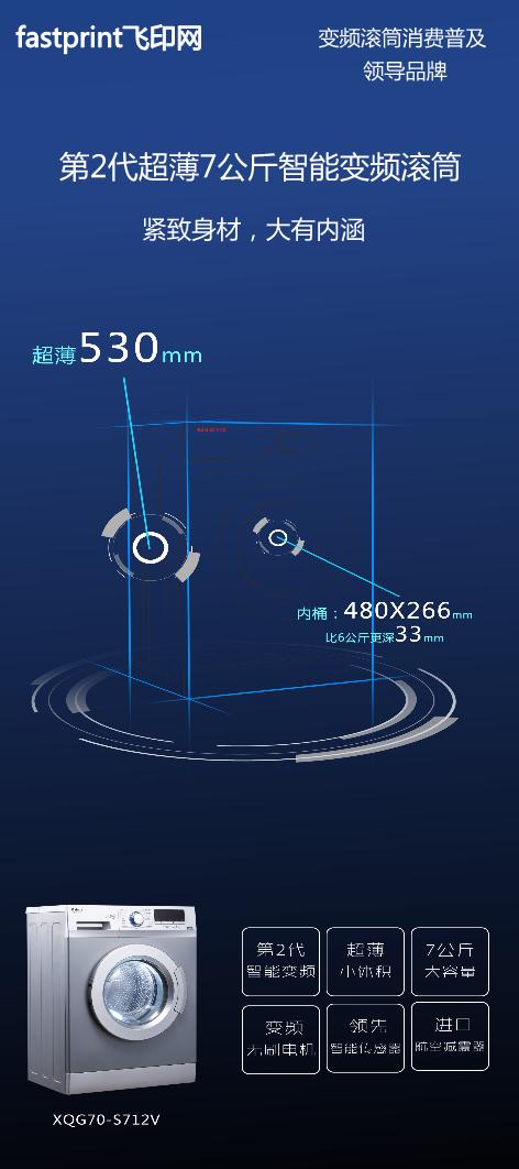 藍色高科技洗衣機展架模板下載